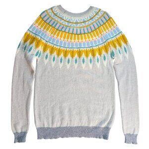 Tabitha Webb Fair Isle Lambswool Blend Knit Sweater – Long Sleeve Crewneck, Size
